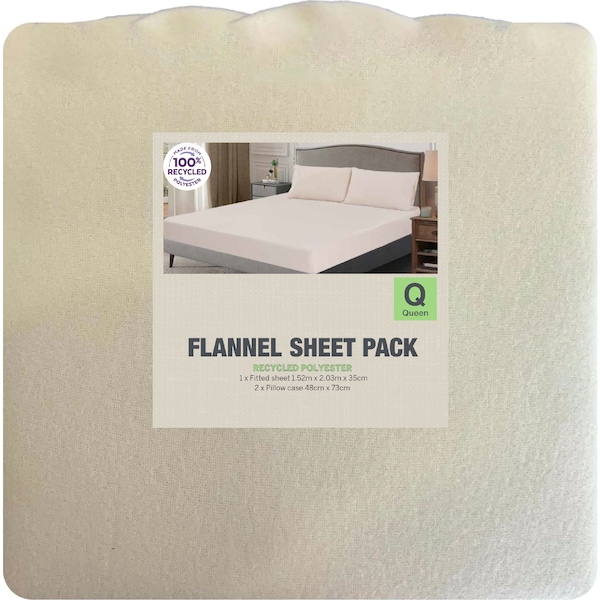 Flannel Bed Sheet Pack Queen Cream each