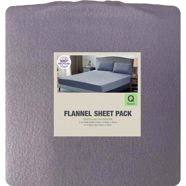 Flannel Bed Sheet Pack Queen Navy each