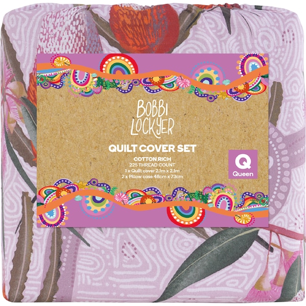 Bobbi Lockyer Quilt Cover Set Queen Bed Pink each