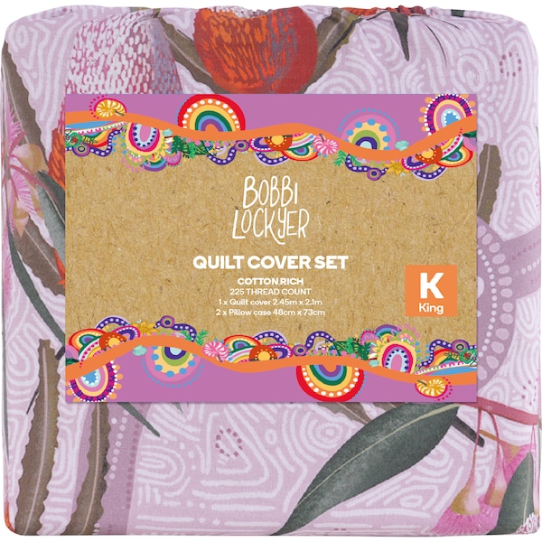 Bobbi Lockyer Quilt Cover Set King Bed Pink each