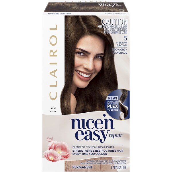 Clairol Nice'N Easy Repair Medium Brown 5 each