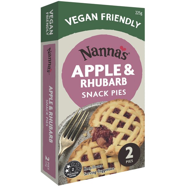 Nanna's Vegan Friendly Apple & Rhubarb Snack Pies 2 pack