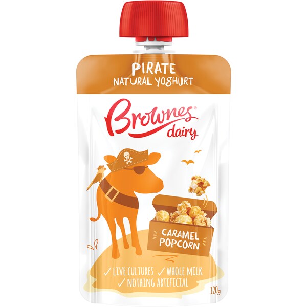 Brownes Caramel Popcorn Pirate Natural Yoghurt 120g