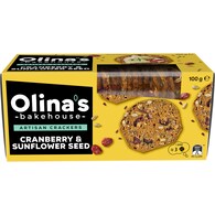 Olina's Bakehouse Artisan Crackers Biscuits Cranberry & Sunflower Seed