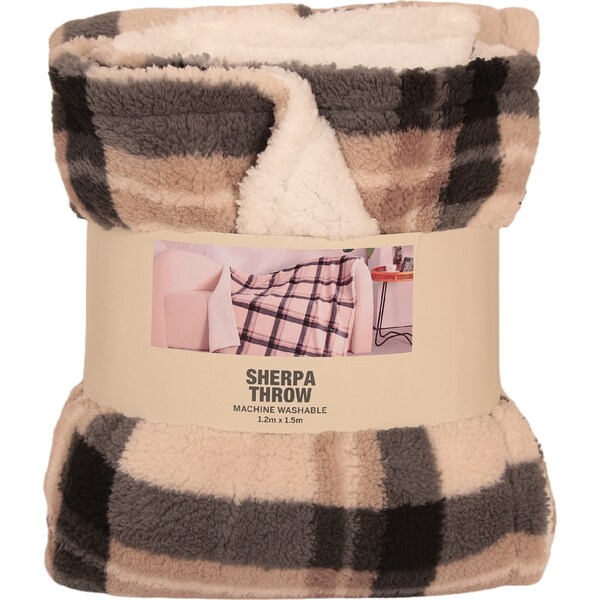 Double Sided Sherpa Throw Blanket Check each