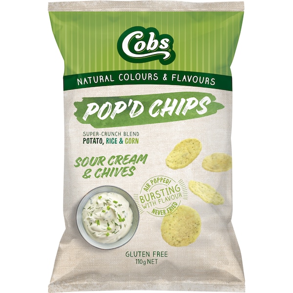 Cobs Pop'D Chips Sour Cream & Chives Gluten Free 110g