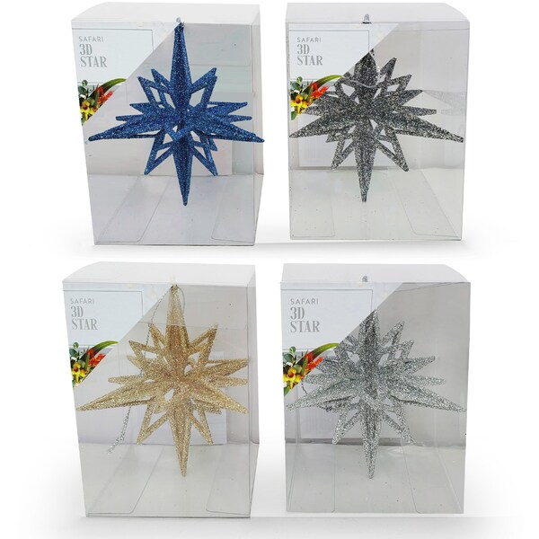 Christmas Safari 3d Star Assorted Each