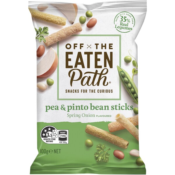 Off the Eaten Path Pea & Pinto Bean Sticks Spring Onion 100g