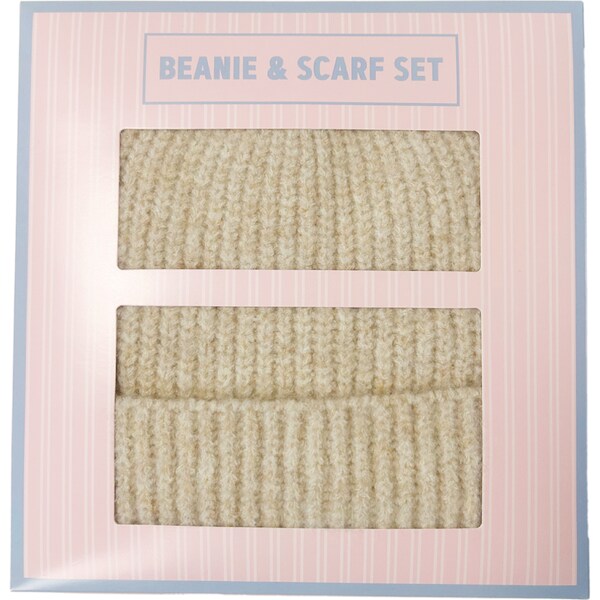 Beanie And Scarf Set Cream each