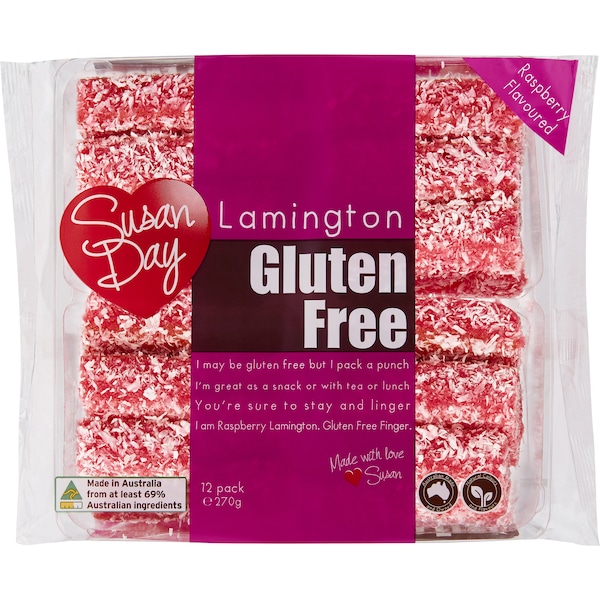 Susan Day Raspberry Lamington Gluten Free 12 Pack