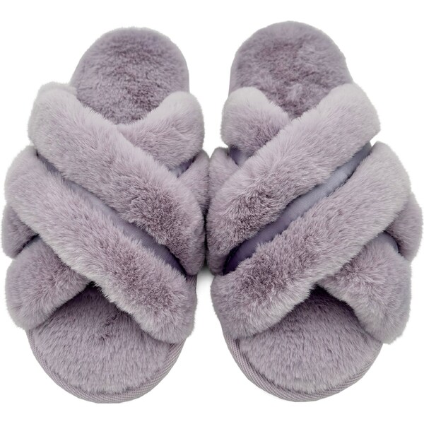 Ladies Faux Fur Slide Slippers Lilac Size 9/10 each