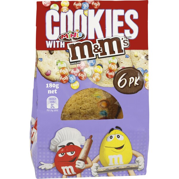 Cookies With m&m's Mini's  6pk 180g