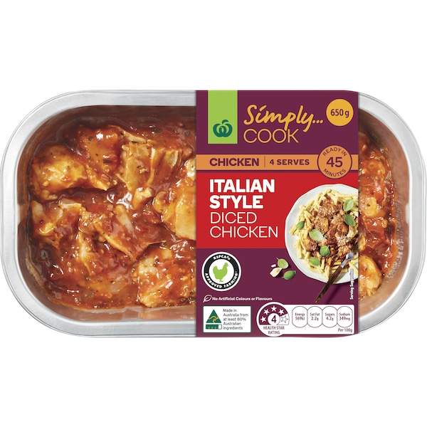 Woolworths Italian Style Diced Chicken With Italian Sauce 650g