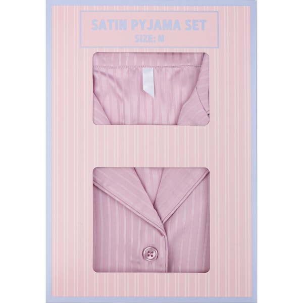 Ladies Satin Pyjama Set Pink Medium each