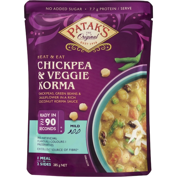 Patak's Chickpea & Veggie Korma Heat & Eat 285g