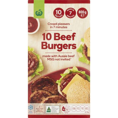 Woolworths Burger Patties 10 Pack bunch