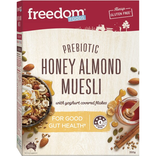 Freedom Foods Prebiotic Honey Almond Muesli 350g