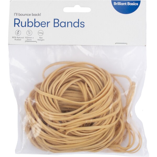 Brilliant Basics Size 34 Brown Rubber Bands 100g each