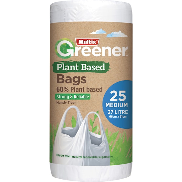 Multix Greener 60% Plant Based Kitchen Tidy Garbage Bags m 25 Pack
