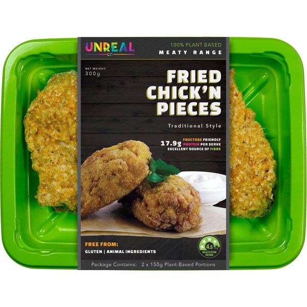 Unreal Co. 100% Plant Base Fried Chick'n Pieces 2 Pack
