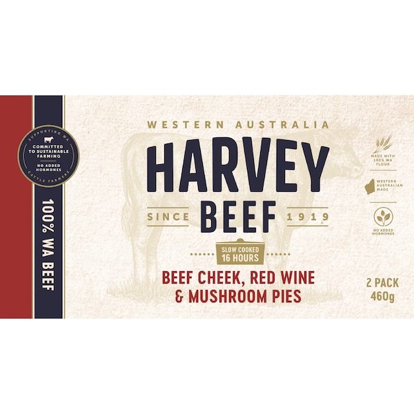Harvey Beef Beef Cheek Red Wine & Mushroom Pies 2 pack