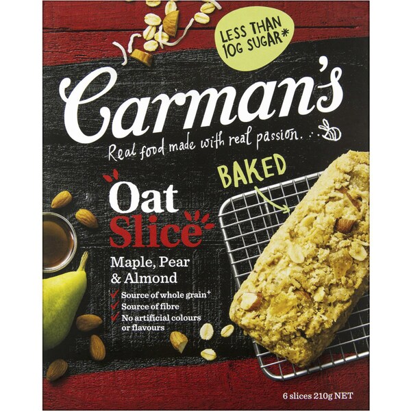 Carman's Maple, Pear & Almond Oat Slice 6 Pack