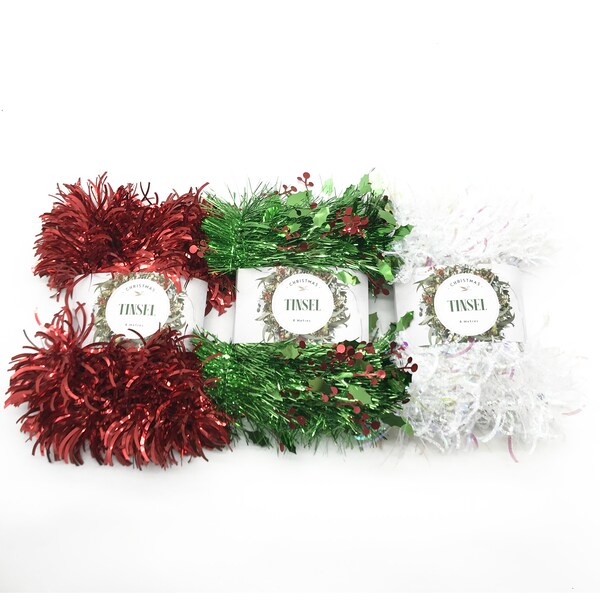 Christmas Tinsel 4m Assorted Each