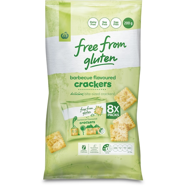 Woolworths Free From Gluten Barbecue Flavoured Crackers 8 Pack