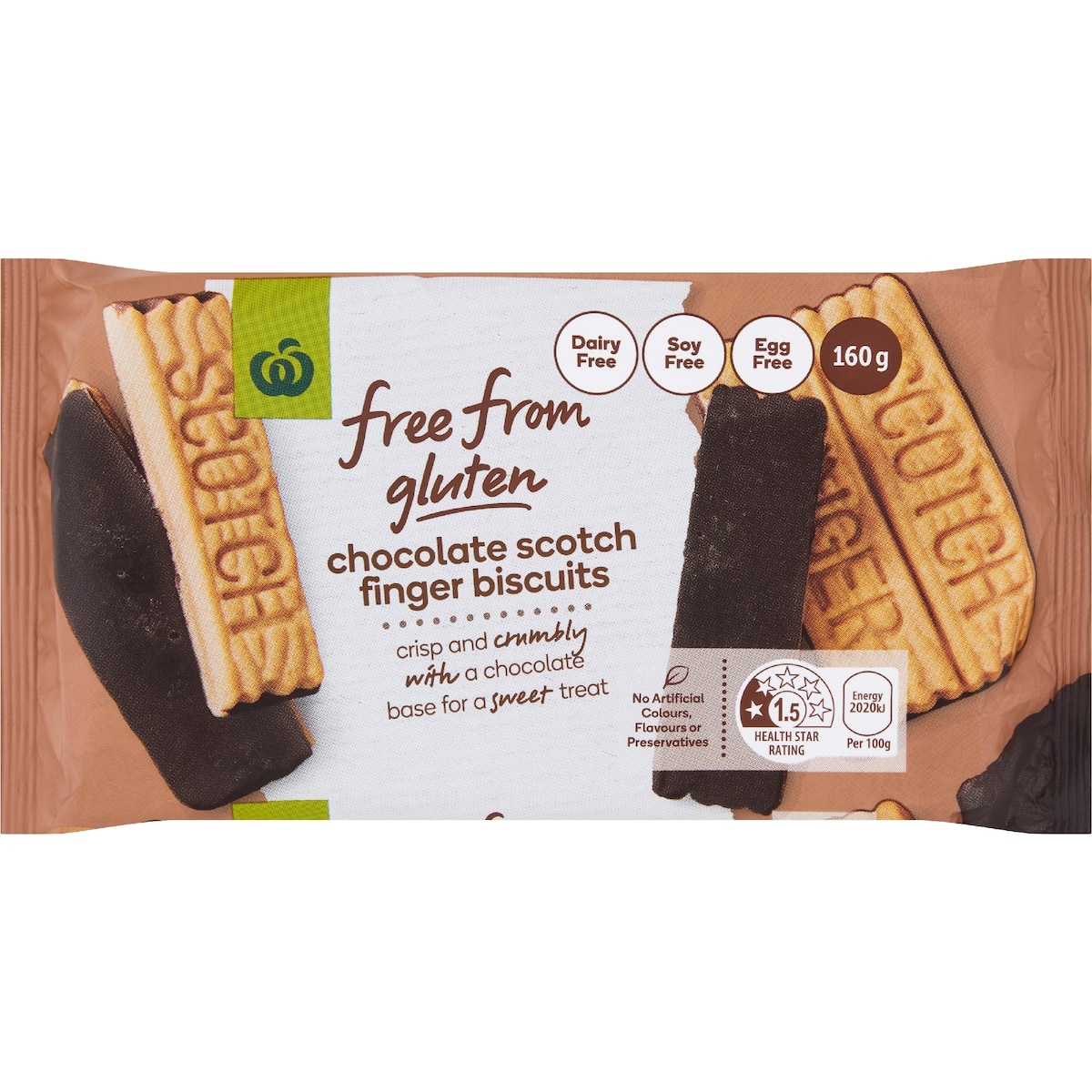 Woolworths Free From Gluten Chocolate Scotch Finger 160g bunch