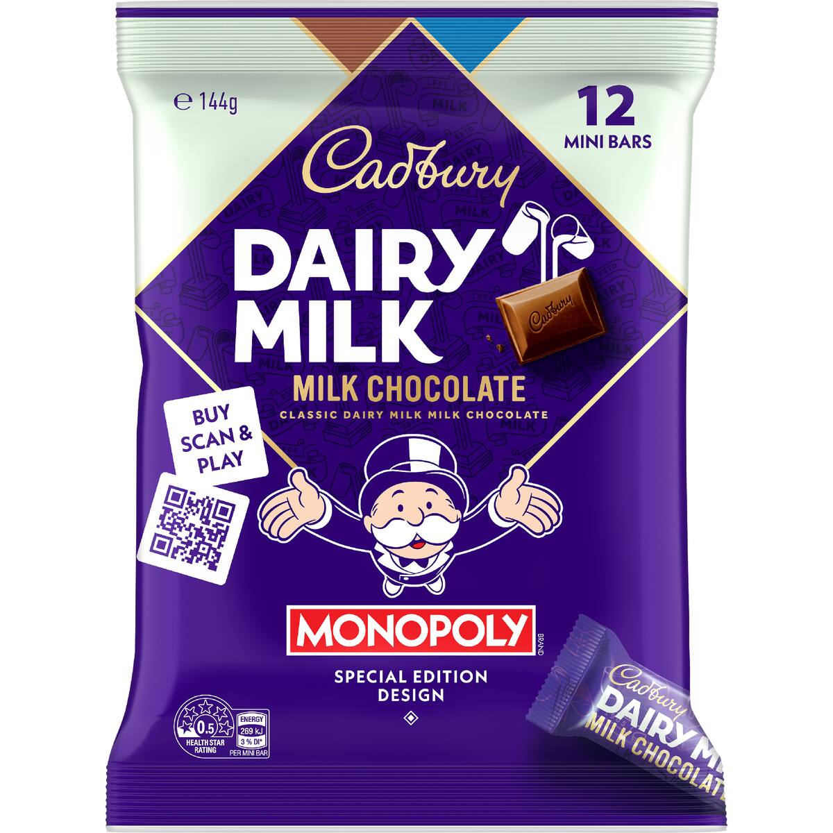 Cadbury Dairy Milk Chocolate Mini Bars 144g 12 pack