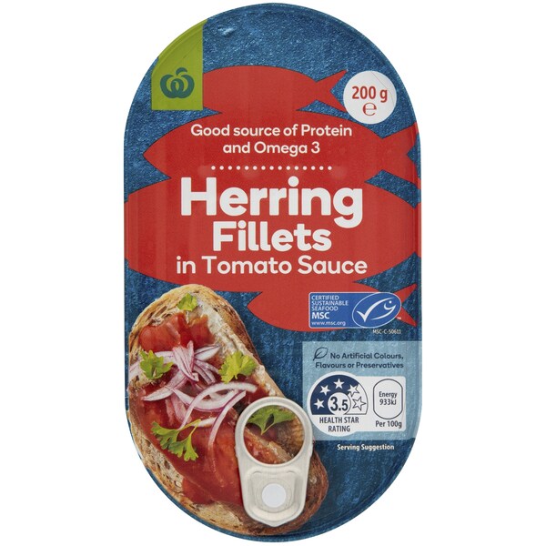 Woolworths Herring Fillets In Tomato Sauce 200g