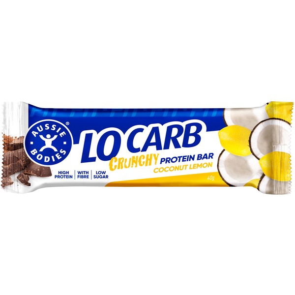Aussie Bodies Protein Fx Lo Carb Bar Crunch Lemon Coconut Macadamia 40g