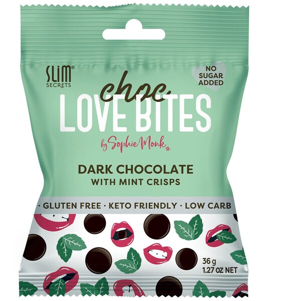 Slim Secrets Choc Love Bites Dark Chocolate With Mint Sugar & Gluten Free 36g