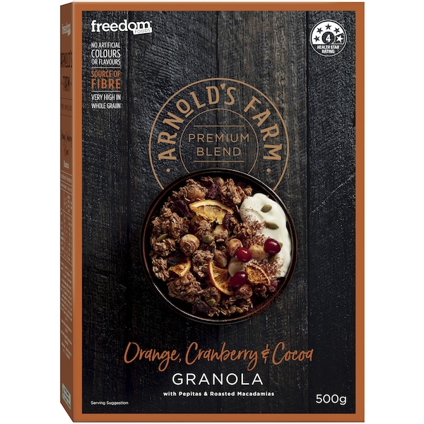 Arnold's Farm Premium Blend Orange Cranberry & Cocoa Granola 500g