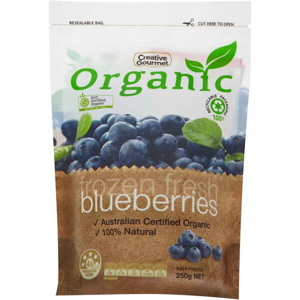 Creative Gourmet Organic Frozen Blueberries 250g