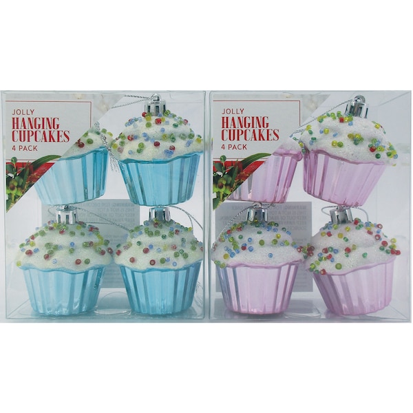 Christmas Jolly Hanging Cupcakes Assorted 4 Pack