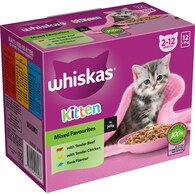 Whiskas Kitten 2-12 Months Wet Cat Food Mixed Favourites In Jelly