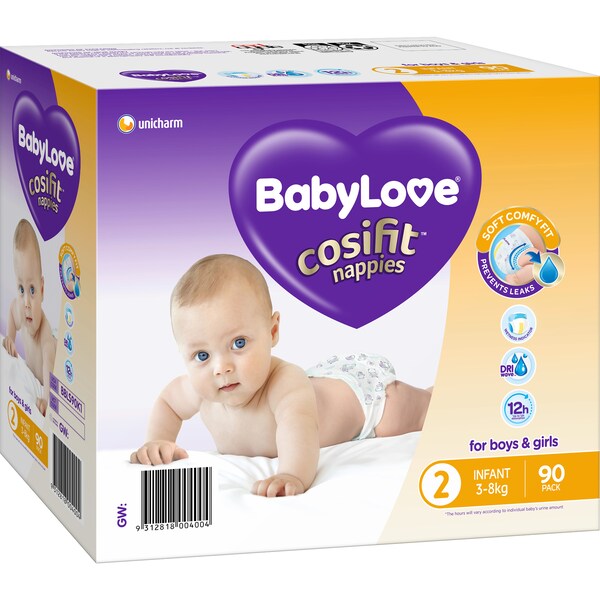 BabyLove Cosifit Nappies Infant 3-8Kg 90 pack