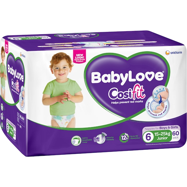 BabyLove Cosifit Nappies Junior 15-25Kg 60 Pack