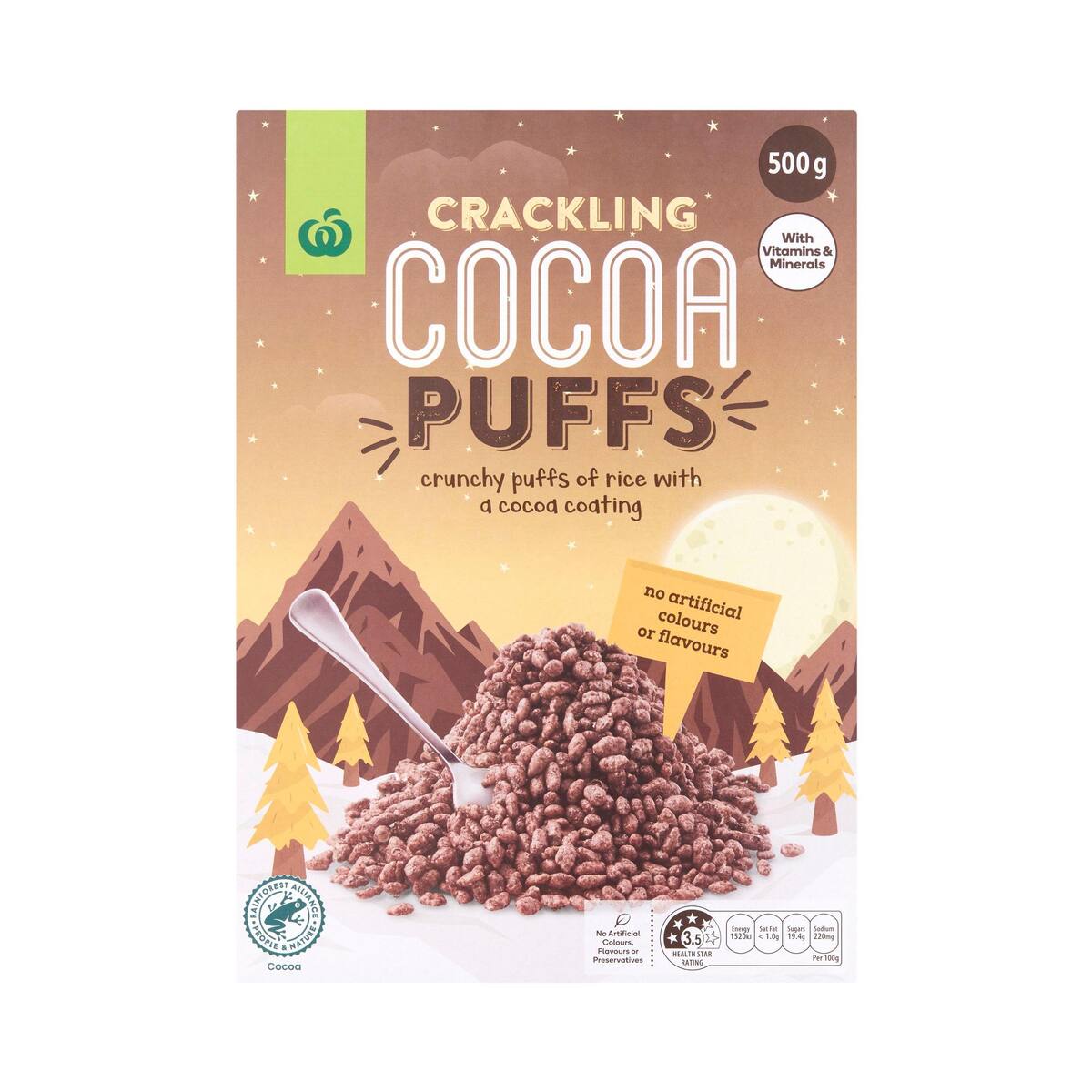 Woolworths Cocoa Puffs 500g bunch