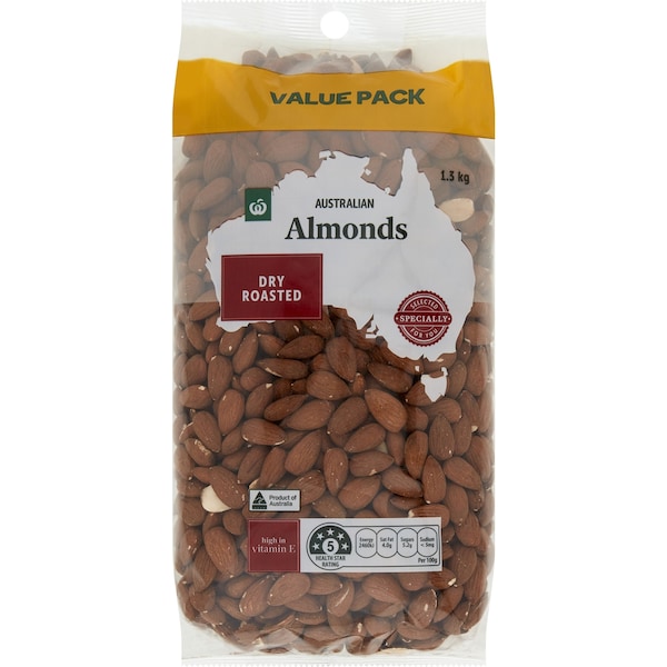 Woolworths Dry Roasted Almonds 1.3kg