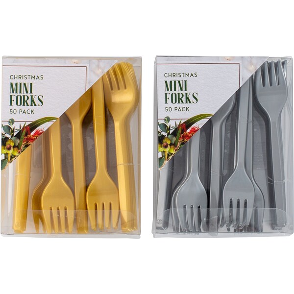 Christmas Mini Forks Assorted 50 Pack
