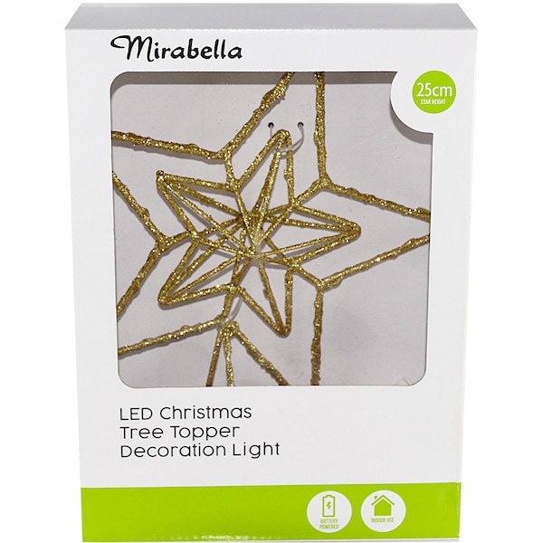 Mirabella Battery Operated Led Light Christmas Tree Topper Each