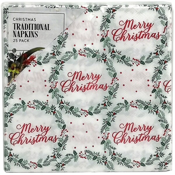 Christmas Traditional Napkins 25 Pack