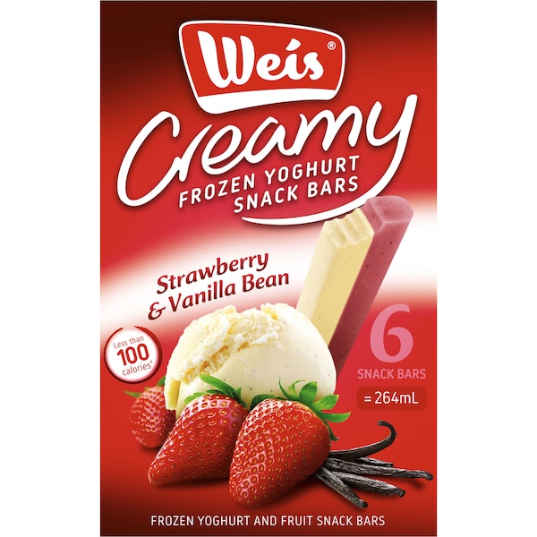 Weis Frozen Yoghurt Strawberry & Vanilla Bean 6 pack