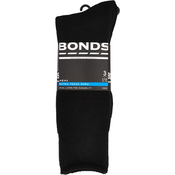 Bonds Mens Work Crew Socks Size 11+ 3 pack