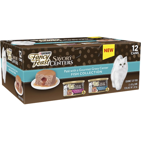 Fancy Feast Savory Centers Paté Fish Gravy Selection Wet Cat Food 85g x 12 pack