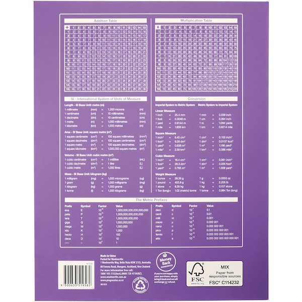 Woolworths Graph Book 9x7 Inches 48pg Each