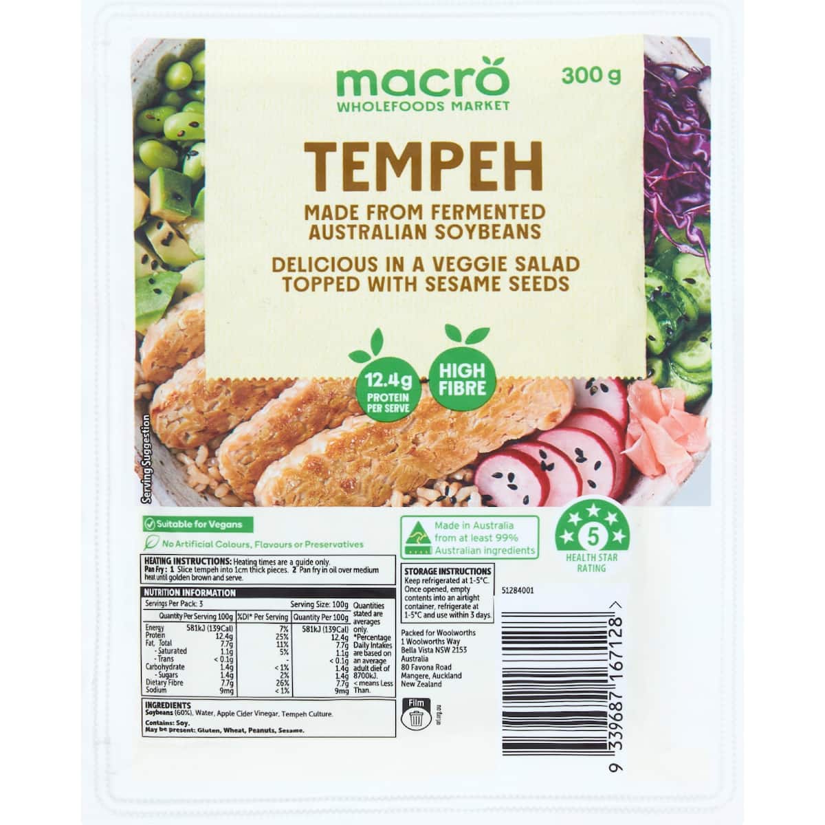Macro Plain Tempeh 300g bunch