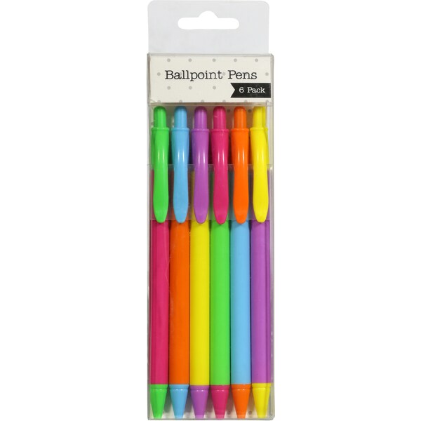 Woolworths Retractable Ballpoint Pen 6pk